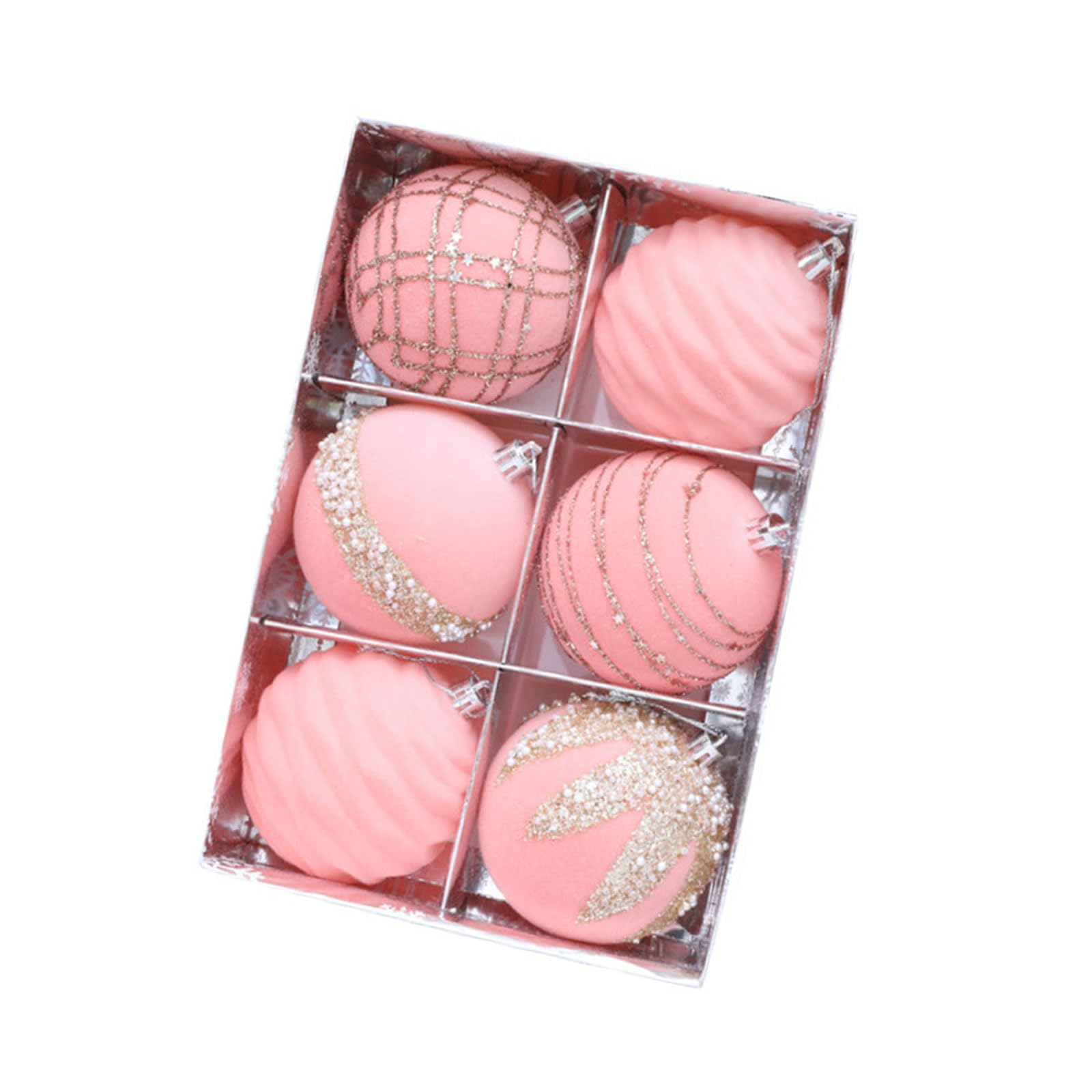Tsophreniq Six Luxurious Velvety Finish Christmas Sphere in Bright Color Celebratory Hanging Ornament for Elegant Seasonal Displays Celebratory Hanging Ornament