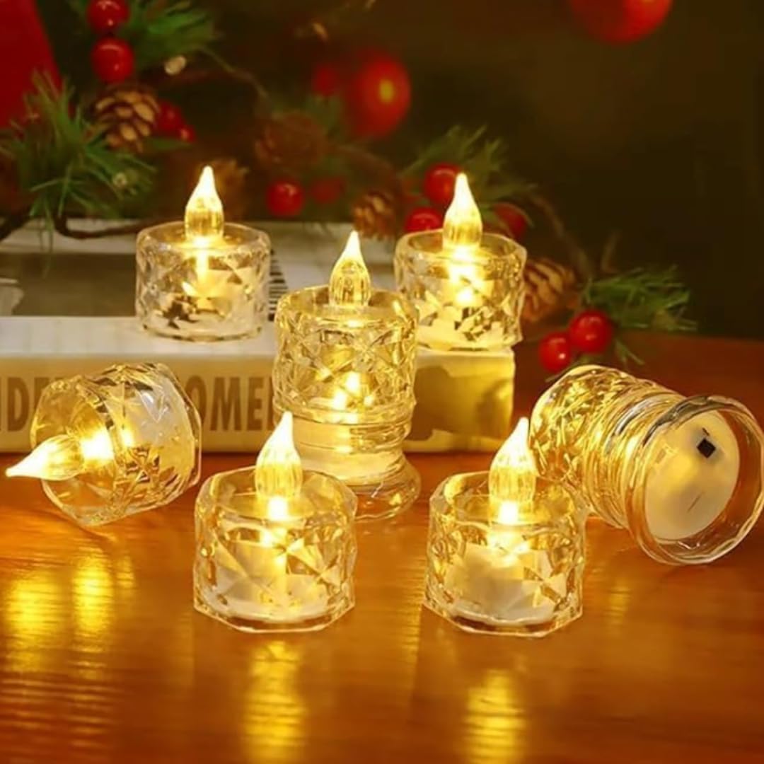 Curved LED Candles for Home Decoration Electric Flameless Smokeless Diya Lights Crystal Round Lamp for Diwali, Festivals, Christmas, New Year, Navratri & Home Decor-image-28