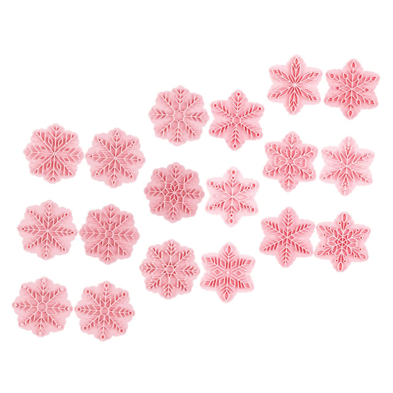 MAGICLULU 5 Sätze Schneeflocken-schablone Gebäckform Zum Aufdrücken 3d-cookie Kekspresse Kekse Weihnachtsbacken Weihnachts Backform Keksform Aus Kunststoff Backzubehör Pp Rosa 18 Stück * 5