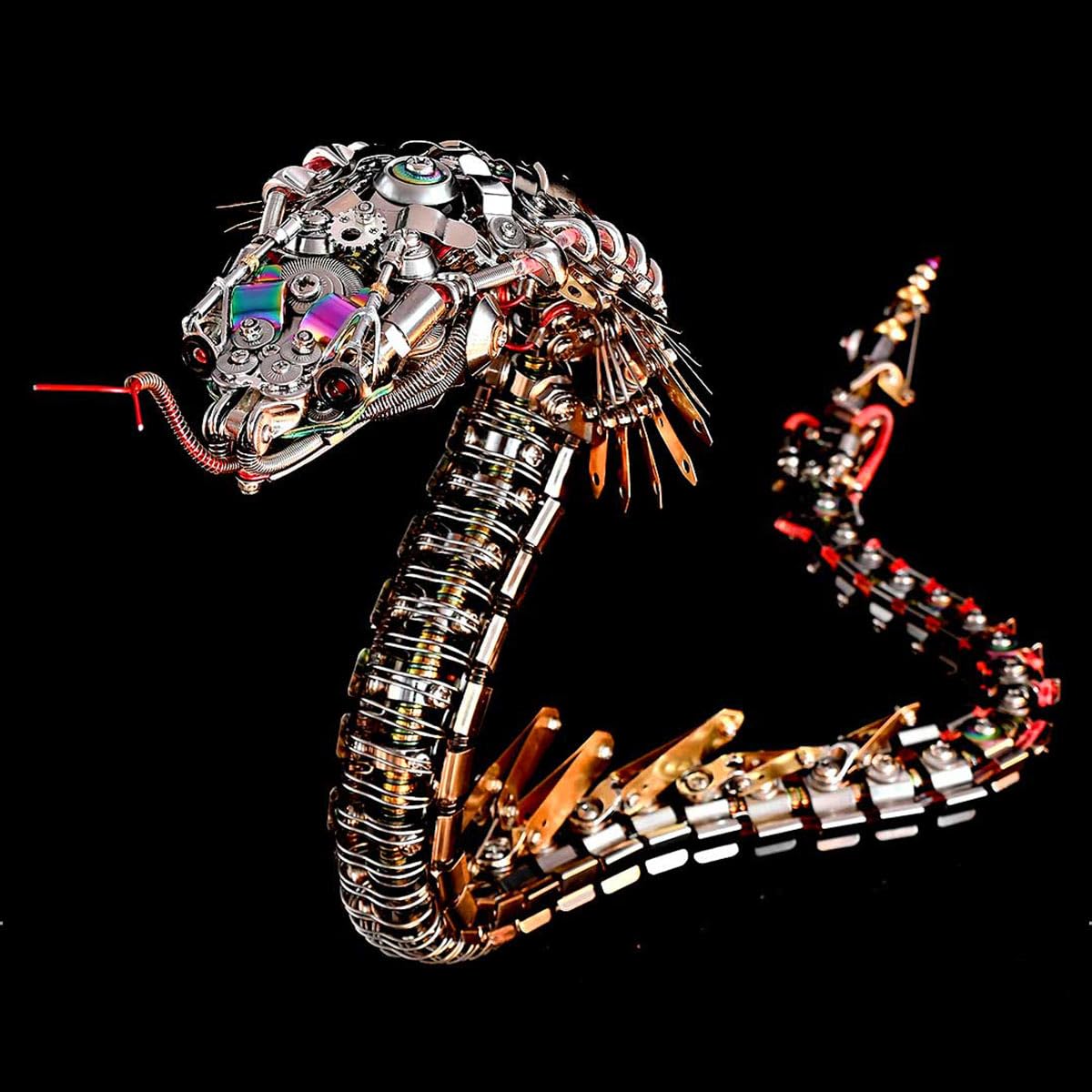 Puzzle de metal 3D para adultos, rompecabezas steampunk serpiente de metal, kit de maqueta, 1000 + piezas DIY mecánico Viper Cobra 3D Puzzle Animal Juguete Regalo Versión Kit