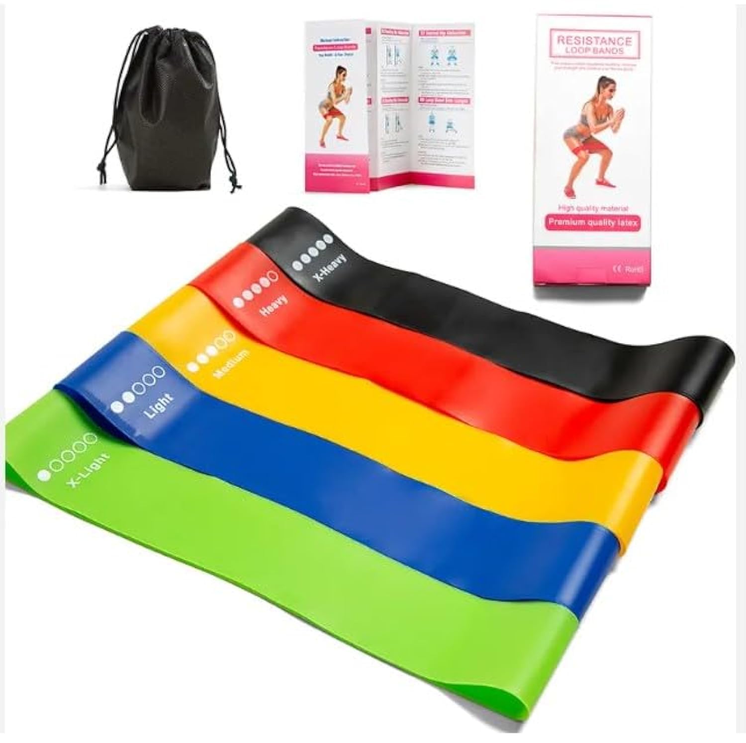 ARZU Fabric Resistance Bands Set of 5 for Home and Gym Workouts - Elastic Bands for Men and Women - Ideal for Workout, Booty Band, and Elastic Resistance Exercises for Men and Women