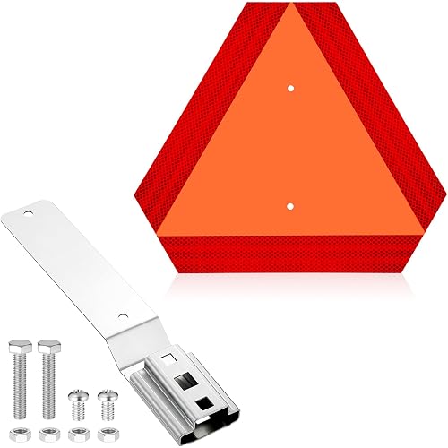 1 Set Slow Moving Vehicle Sign with Mounting Bracket PVC Slow Moving Vehicle Bracket 15.7"×13.8" Aluminum Vehicle Triangle for Vehicles Golf Cart Tractor Club Cars Outdoor Accessories