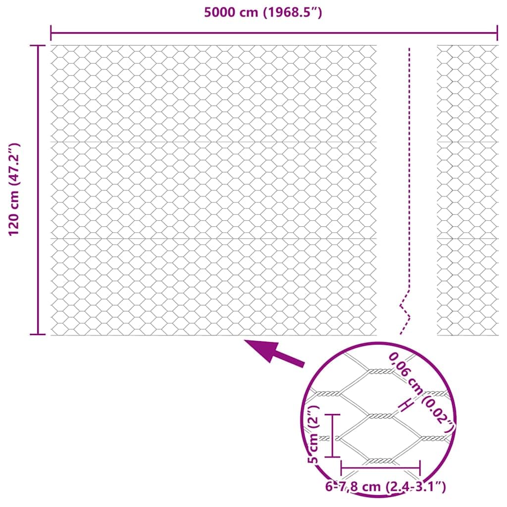 Cerca Hexagonal Plateado 1,2 x 50 m Acero galvanizado para gallineros y huertos,Protege Animales pequeños,Uso Exterior Seguro y versátil Tamaño de Malla 50 mm