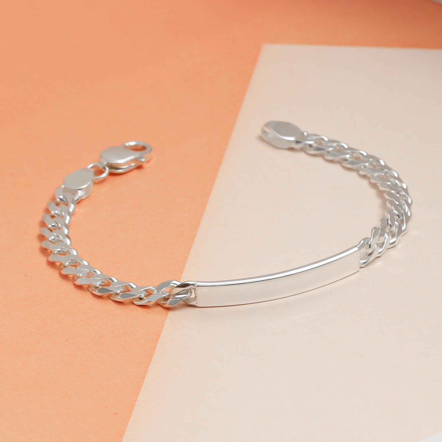 LeCalla Solid Real 925 Sterling Silver Classic Men's Link Bracelets | Italian Silver Bracelets for Men | Handmade Classic Design Chain Bracelet for Men 8, 8.5 Inches