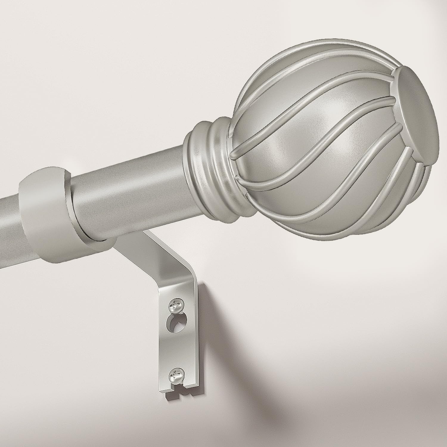 Gormena Silver Curtain Poles, Adjustable Curtain Pole 80-218cm for Window,22mm Diameter,Extra Long Curtain Rod with Brackets, Vintage Finials,Heavy Duty Drapery Rod for Living Room,Easy Installation.