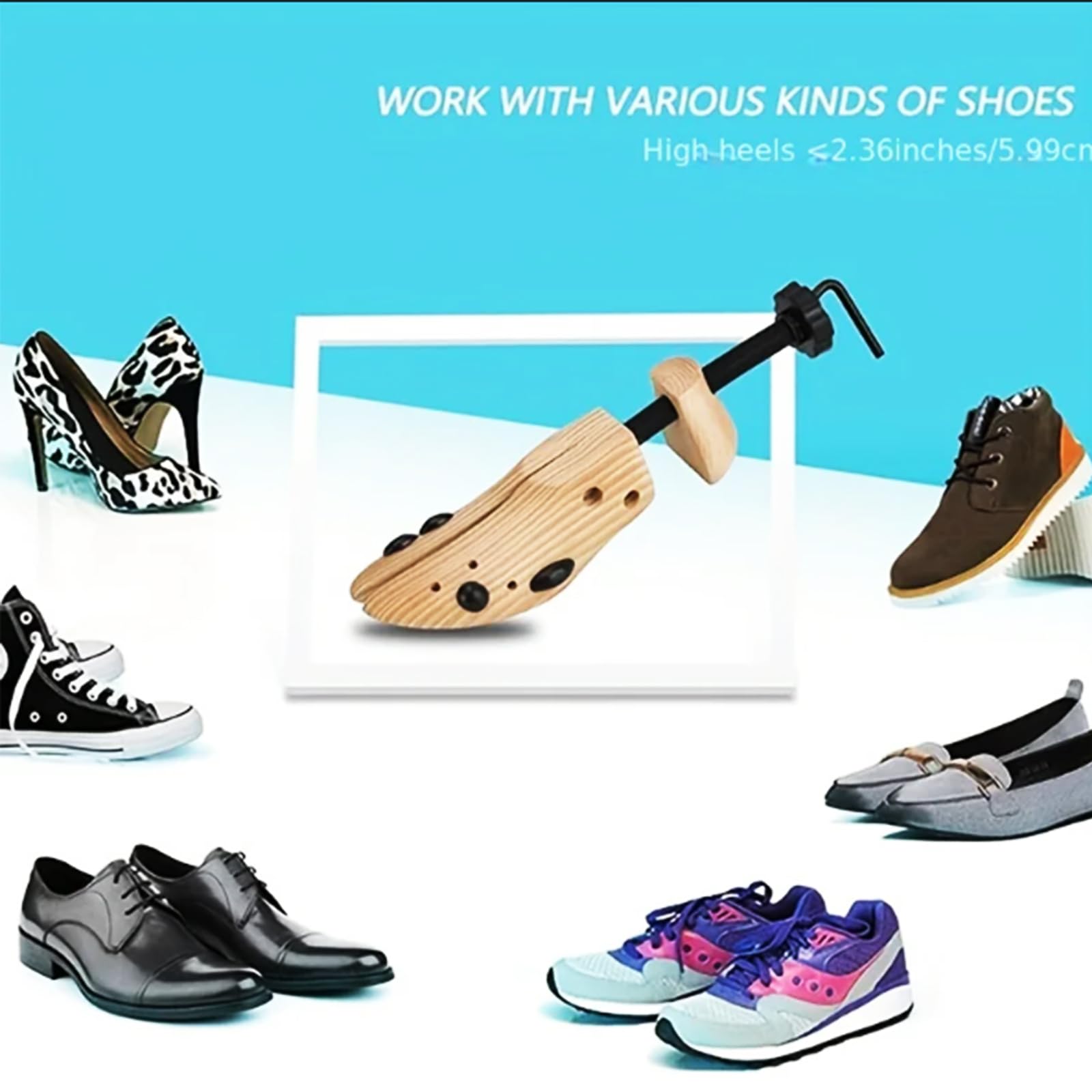 Ensanchador de Zapatos para Hombres y Mujeres, ensanchador de Zapatos de Madera, ensanchador de Zapatos Planos Ajustables para Hombres y Mujeres,L