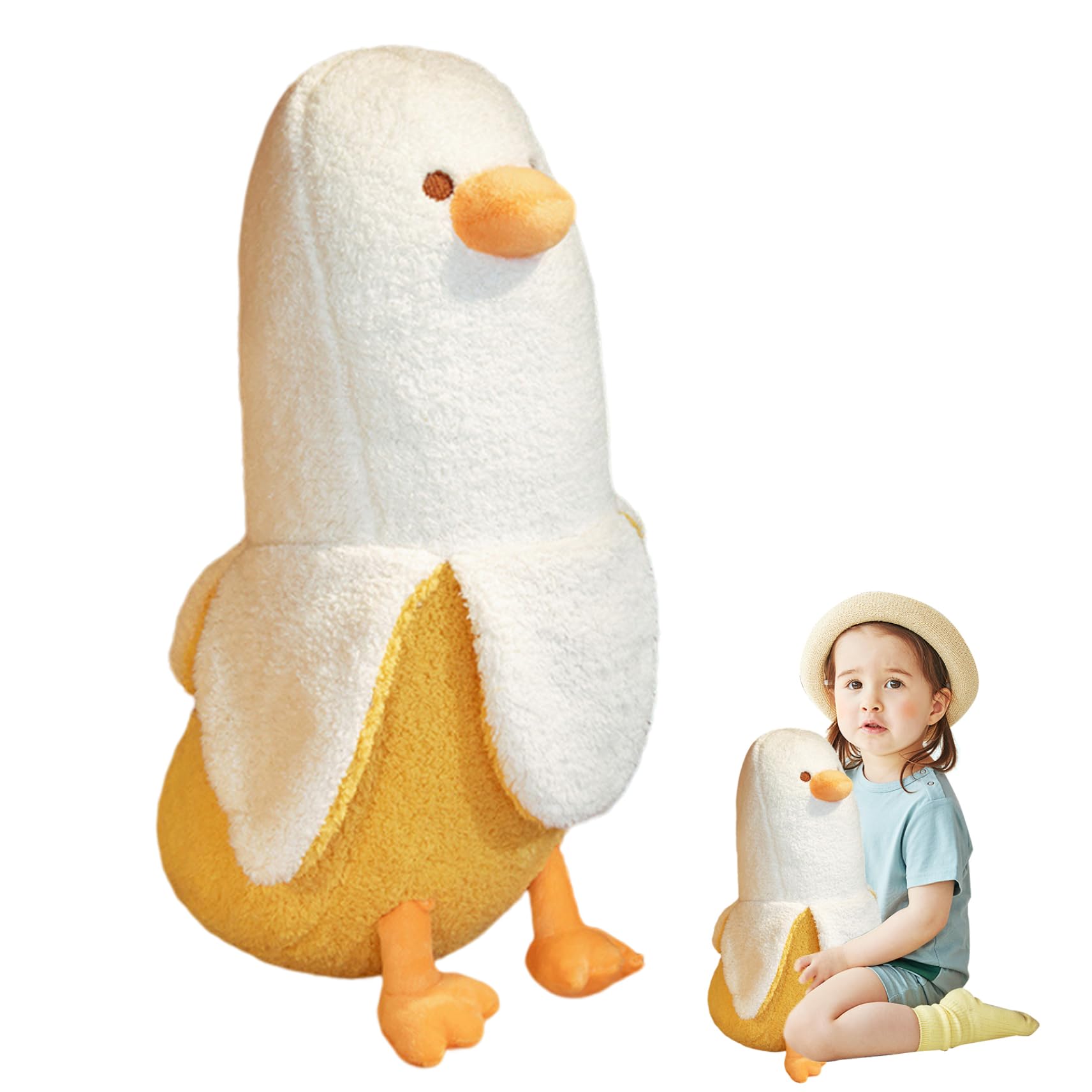 CNAFGBGG Banana Duck Cute Duck Plush Toy 19.69 inch Soft Stuffed Animals Cute Hugging Pillow for Girl Boy White