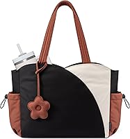 LOVEVOOK Puffer Tote Bag for Women - Zippered Laptop Work Bag for Teacher Nurse Travel College Gym, 11 Pockets Machine Washable