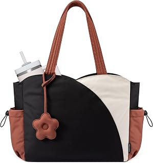 LOVEVOOK Puffer Tote Bag for Women - Zippered Laptop Work Bag for Teacher Nurse Travel College Gym, 11 Pockets Machine Washable