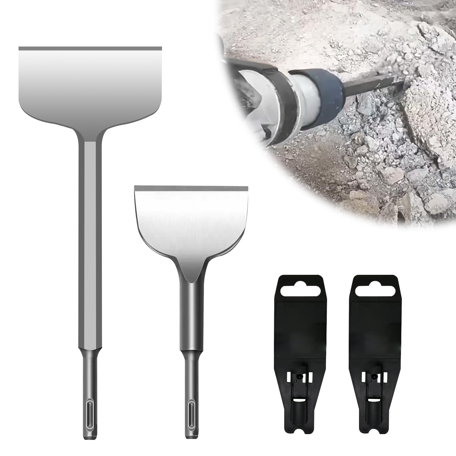 SDS PLUS - Scalpello per piastrelle, 165 x 75 mm, scalpello piatto 280 x 100 mm, scalpello SDS di alta qualità per lavori standard in calcestruzzo/blocco (2 pezzi)