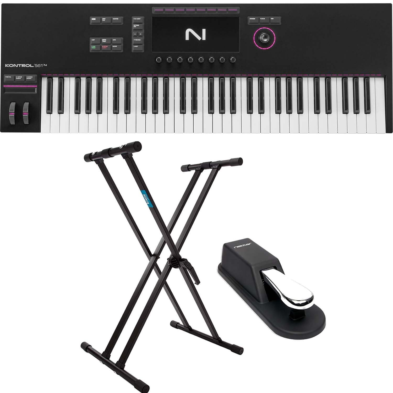 Clutch Kontrol S61 MK3 Keyboard Controller, Keyboard Stand, Sustain Pedal Bundle