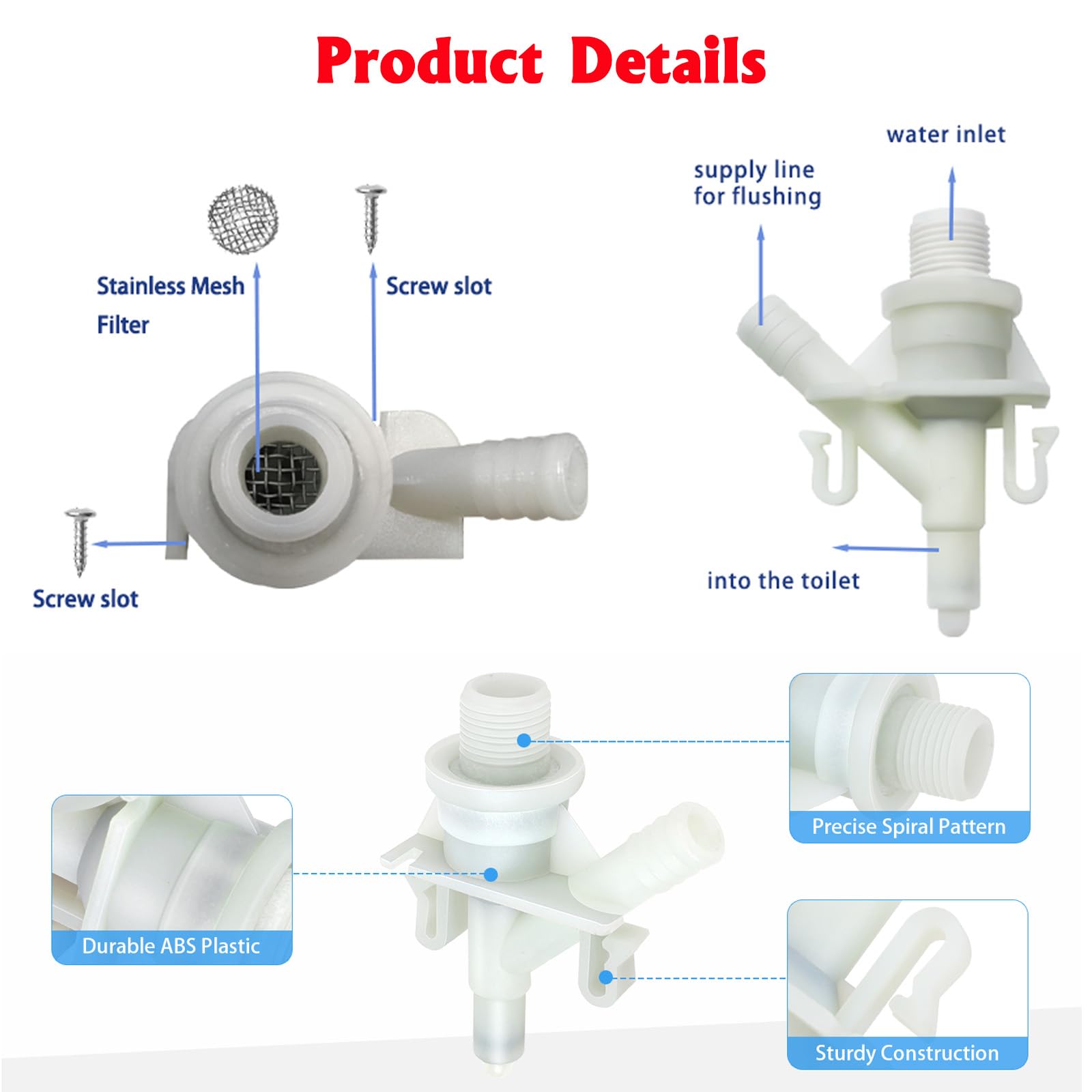 Kit de valve d'eau de rechange 385311641 pour toilettes Sealand Dometic RV 300, 301, 310, 311, 320, 321, 321, avec joint à bille 385311658