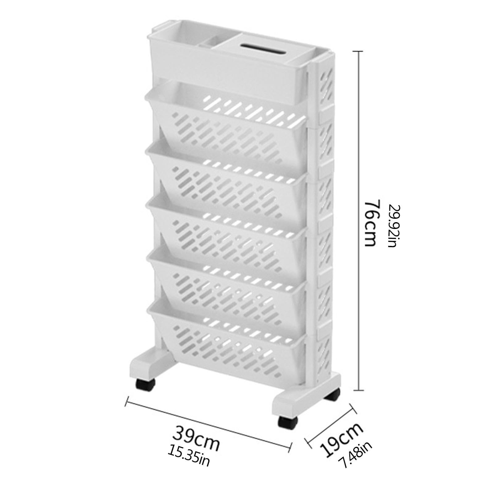 Estantería Móvil, Carrito De Estantería Móvil De 6 Niveles Con Ruedas, Revistero, Carritos De Libros Con Ruedas, Estantería Extraíble Multifuncional, Estante De Organización Rodante Compacto Y Práctic