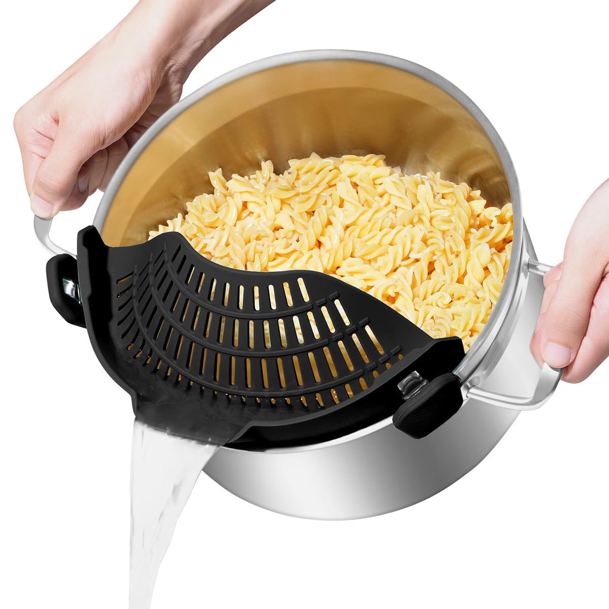AUOON Pot Strainer Clip on Silicone, Large 10.45 x 4.33 in, Black