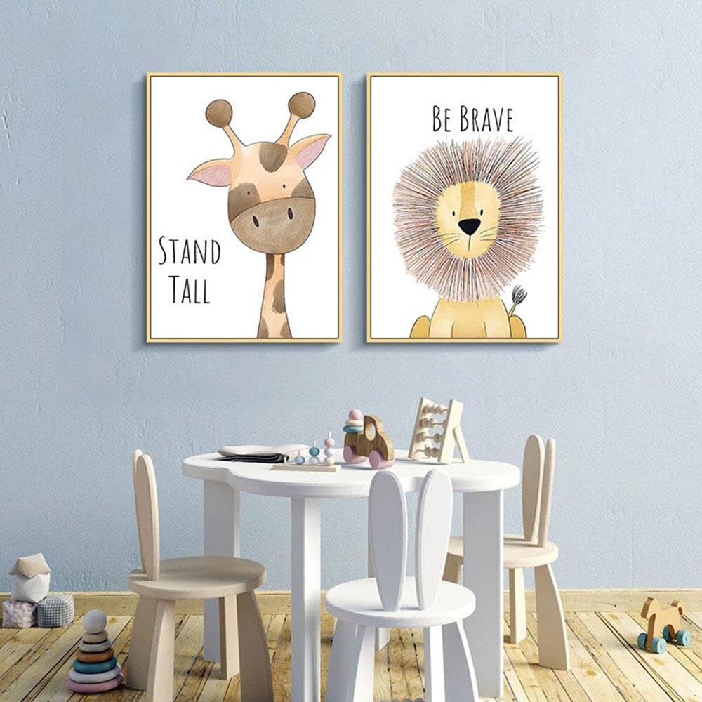 Hwtcjx Set di 6 immagini per la Cameretta dei Bambini, Quadri Cameretta Bambino, Decorazione per Bambini, Quadri per Camera Bambini, Animali Della Foresta, Safari, Senza Cornici (20 x 30 cm) (Set 1)