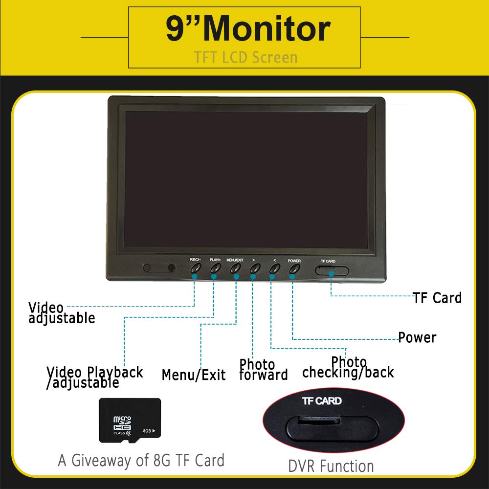 9-calowy ekran LCD Ultra HD do kamery inspekcyjnej kanalizacji, 8 GB DVR akcesoria do kamer endoskopowych do przemysłowego odpływu rur