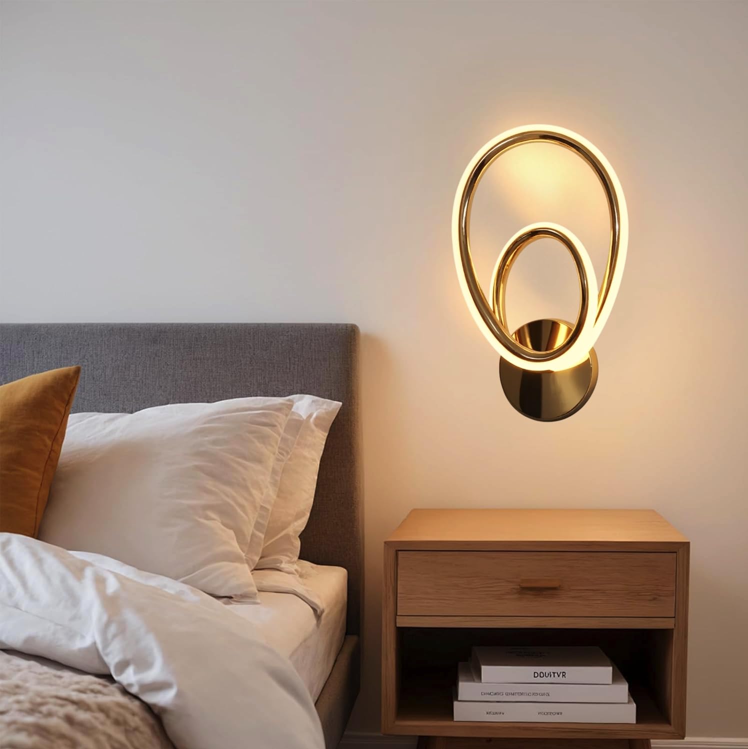 Groeien 12w Modern 3 Color LED Wall Sconce Dual Loop Wall Light for Bedroom Living Room Corridor Lighting Fixtures Wall Mount(Warm+Natural+Coolwhite)(Dual Loop, 1, Count)-image-20