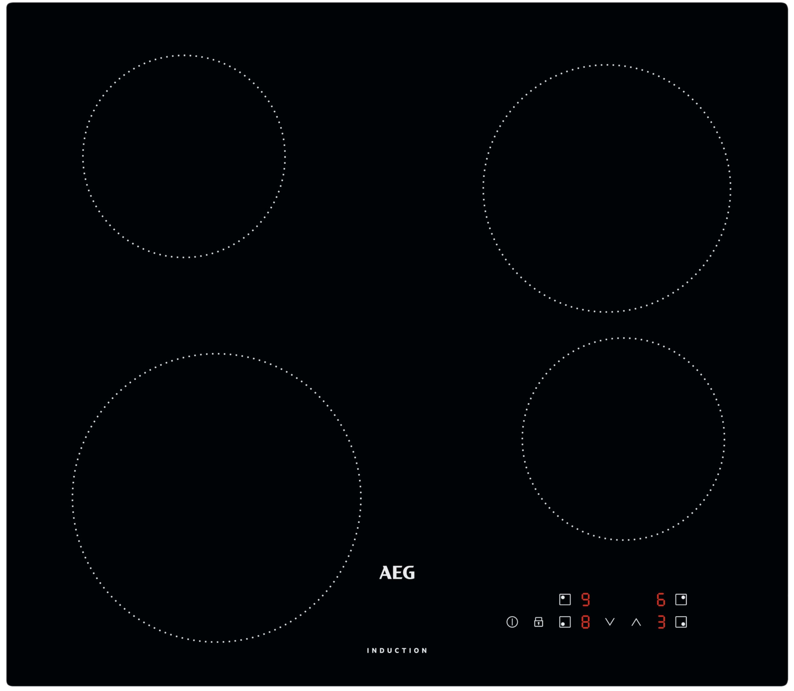 Aeg Black Ibk64200cb 60Cm 4 Zone Induction Hob