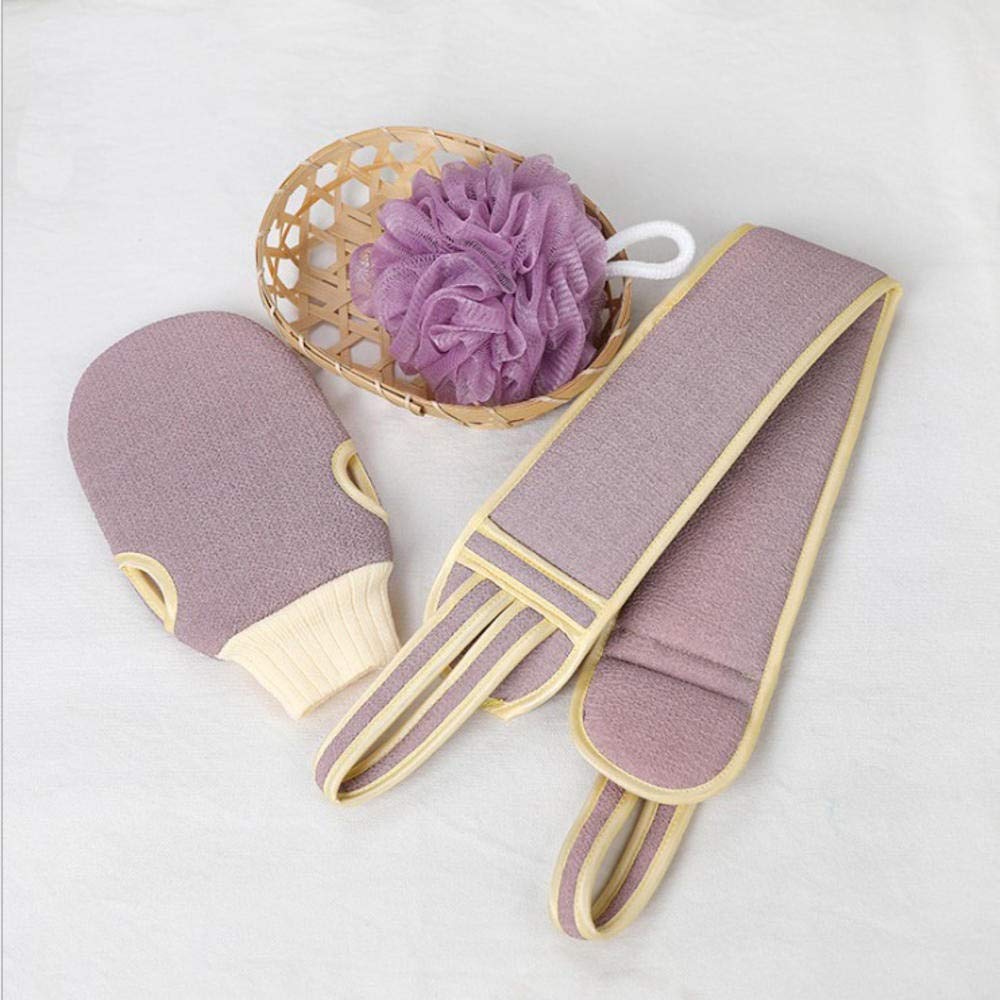 Toallitas de baño exfoliantes 3pcs/Set Toallita de Limpieza Corporal Cepillo Suave Inicio Hotel Baño Bola de Ducha Juego de depurador de Espalda Toalla de Piel Exfoliante Guantes de baño TOA