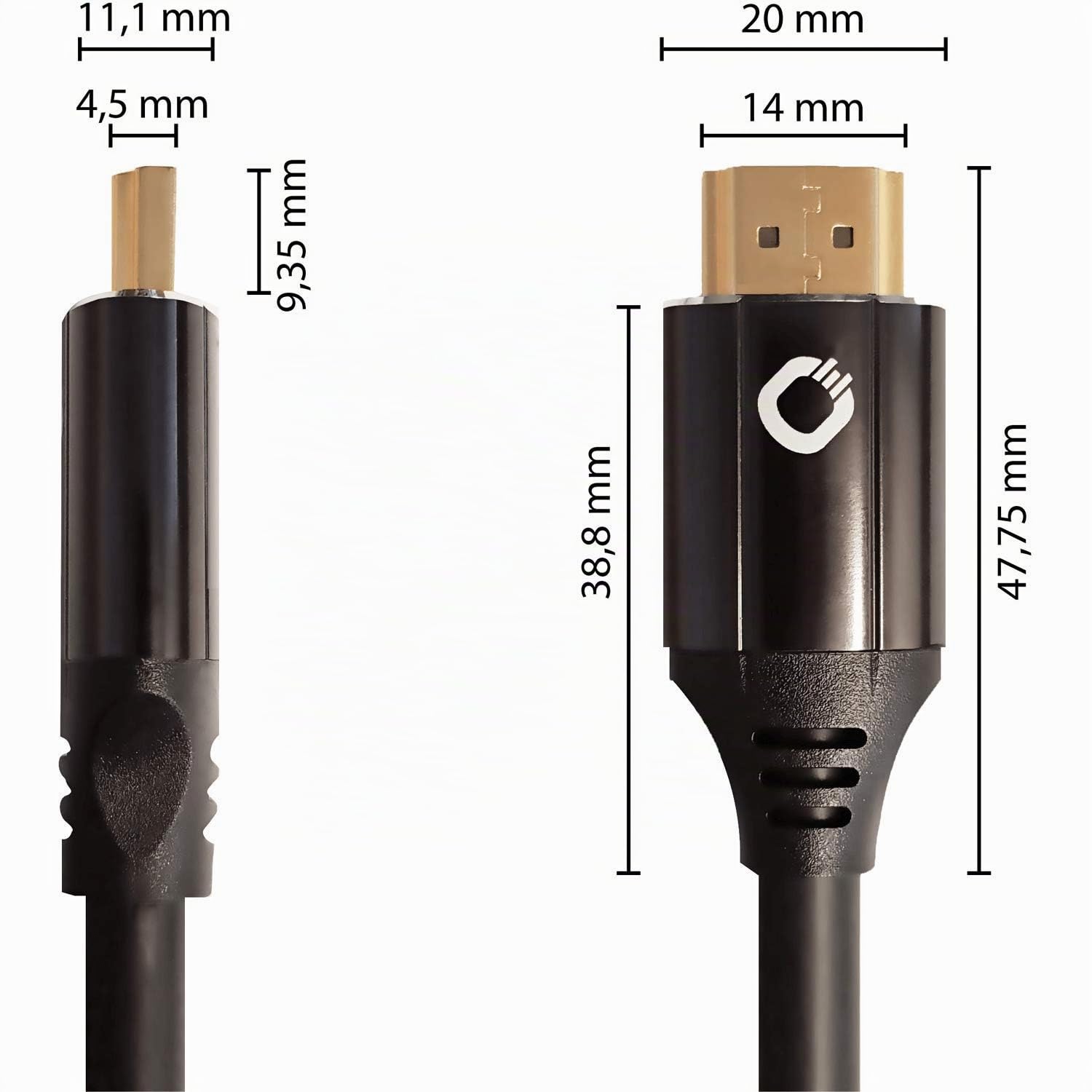 OEHLBACH Black Magic MKII - Câble HDMI ultra haute vitesse 8K - 8K FUHD 60Hz 4320p / 4K 120Hz 2160p - 48Gbit/s (21:9 Cinema, 3D, Dolby Vision, Dynamic HDR 10+, VRR, eARC, UHD2) - 5 m Noir