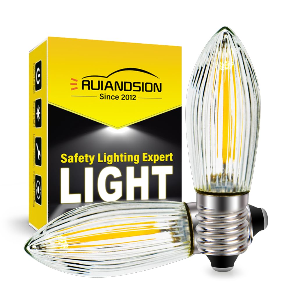 Ruiandsion 2PCS E10 LED Candle Bulbs Energy Saving Replacement Light Bulbs Warm White Filament LED Chip Candle Bulbs for Candlestick Fairy Lights ﻿