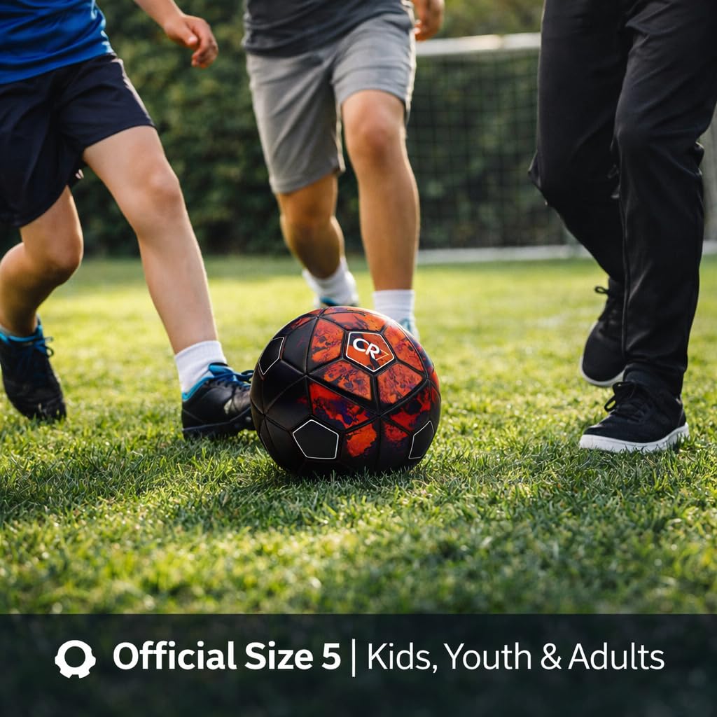 Kiraro Official Size 5 Soccer Ball with Free Pump & Pin | Premium PVC Leather Football with Excellent Air Retention | Durable Training & Match Ball for Kids, Youth & Adults 3