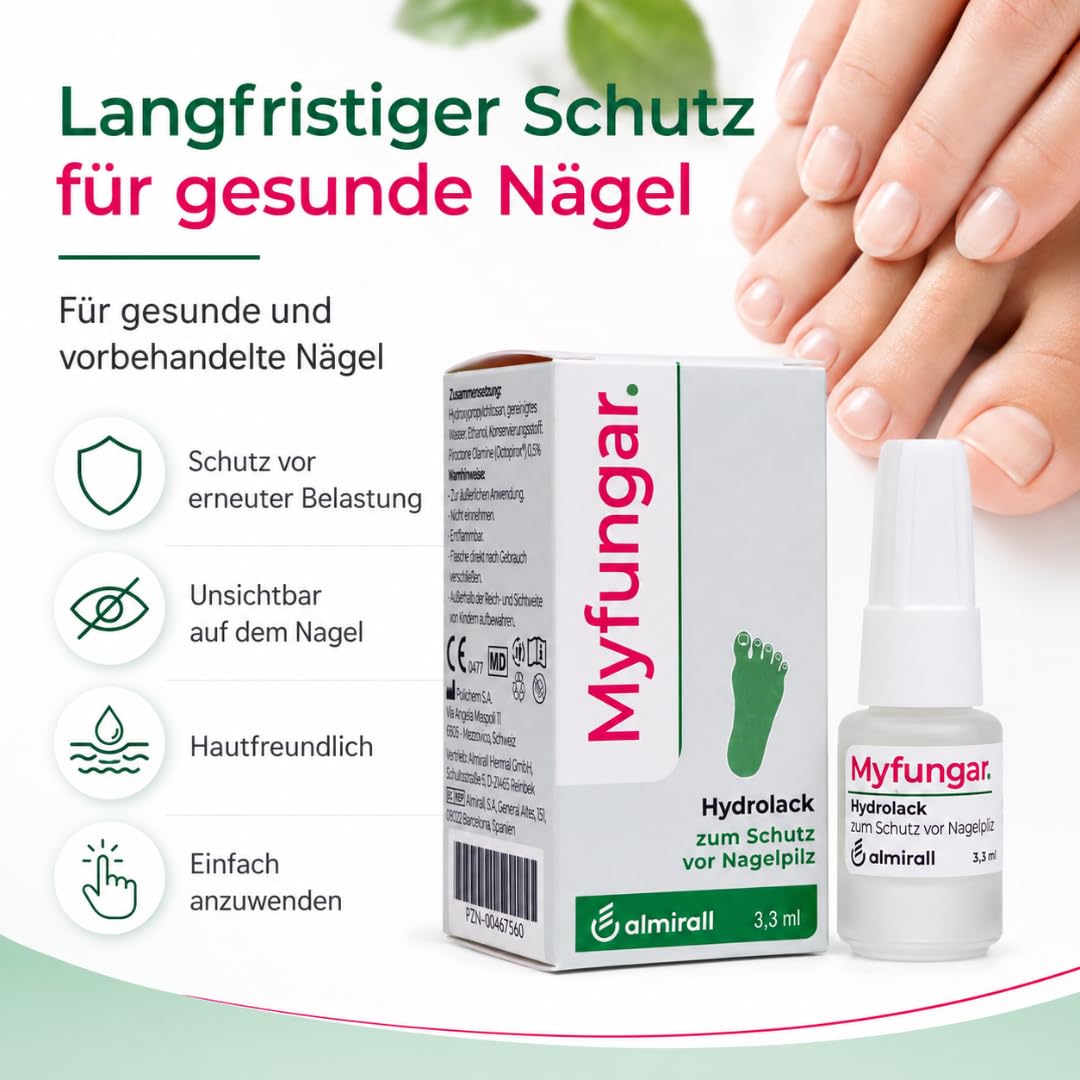 Hydrolack 3,3 ml I Nagellack für Fuß- & Fingernägel I mit Pharma Perle (2x) | täglich anwendbar, wasserlöslicher Schutzfilm, Nagelpflege