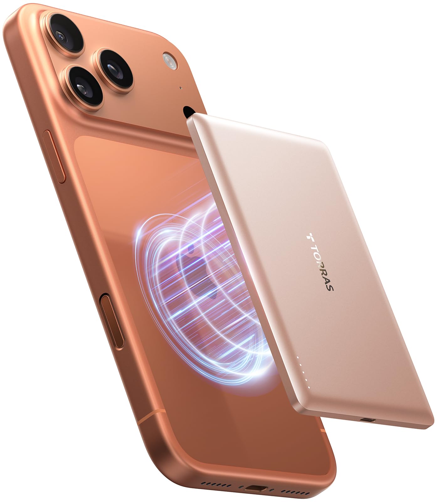 TORRAS Minimag Gold Power Bank for MagSafe iPhone 17, 5000mAh Fast Charging Magnetic Portable Charger Slim, Wireless Battery Pack with USB-C Cable for iPhone 17 Pro Max/16/15/14/13/12, Desert Titan