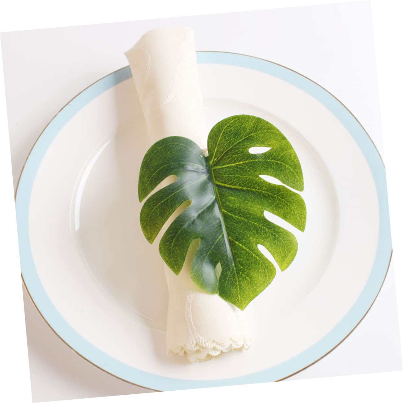Alipis 5 Set Portatovaglioli Foglia Di Monstera Con Portatovaglioli Per Tavoli Portatovaglioli Realistici Decorazione Per Tovaglioli Anello Di Tovagliolo Di Festa Cannuccia 6 Pezzi*5