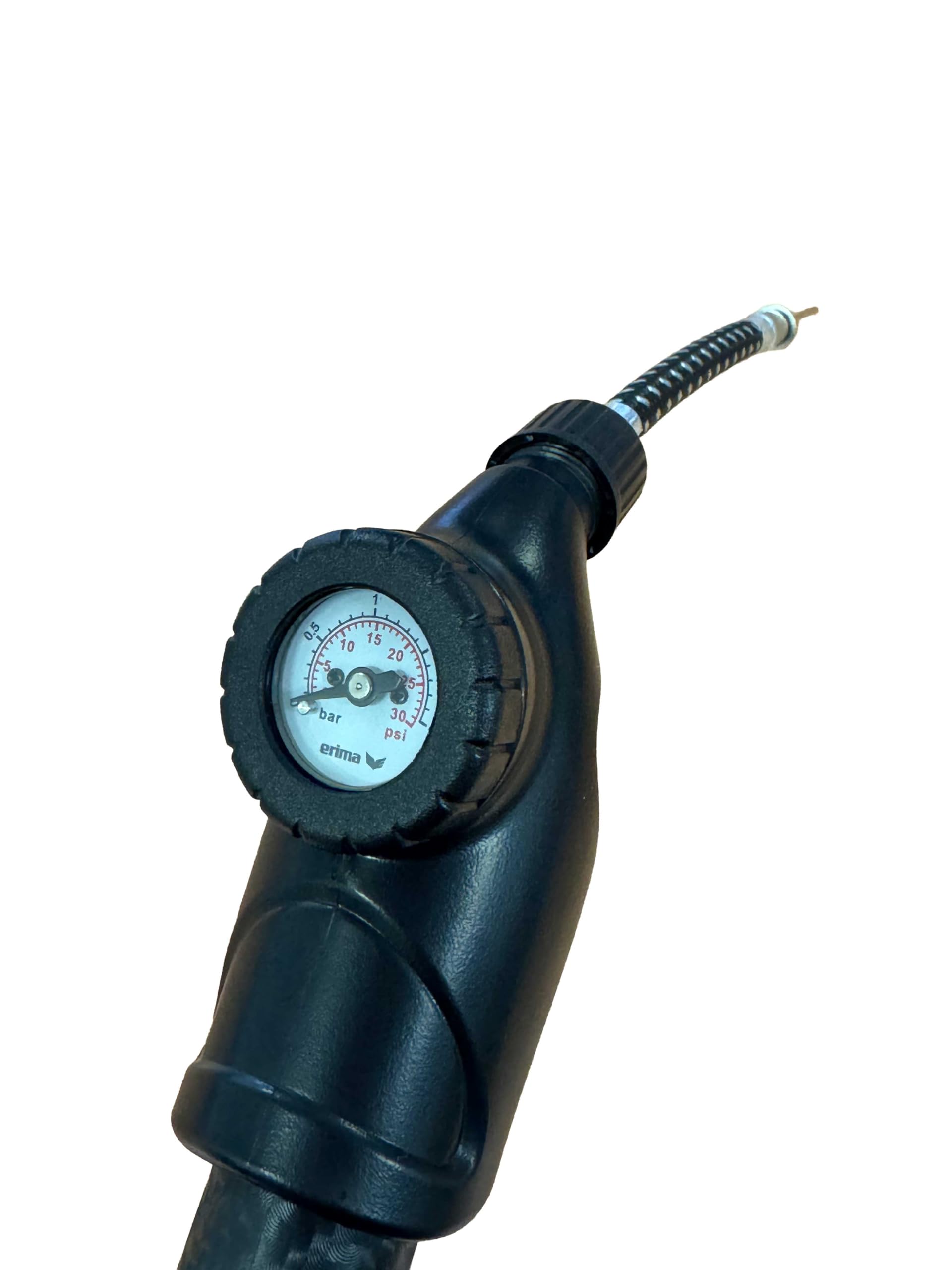 Erima Ballpumpe Pumpe mit Luftdruckmesser, Schwarz/Green Gecko