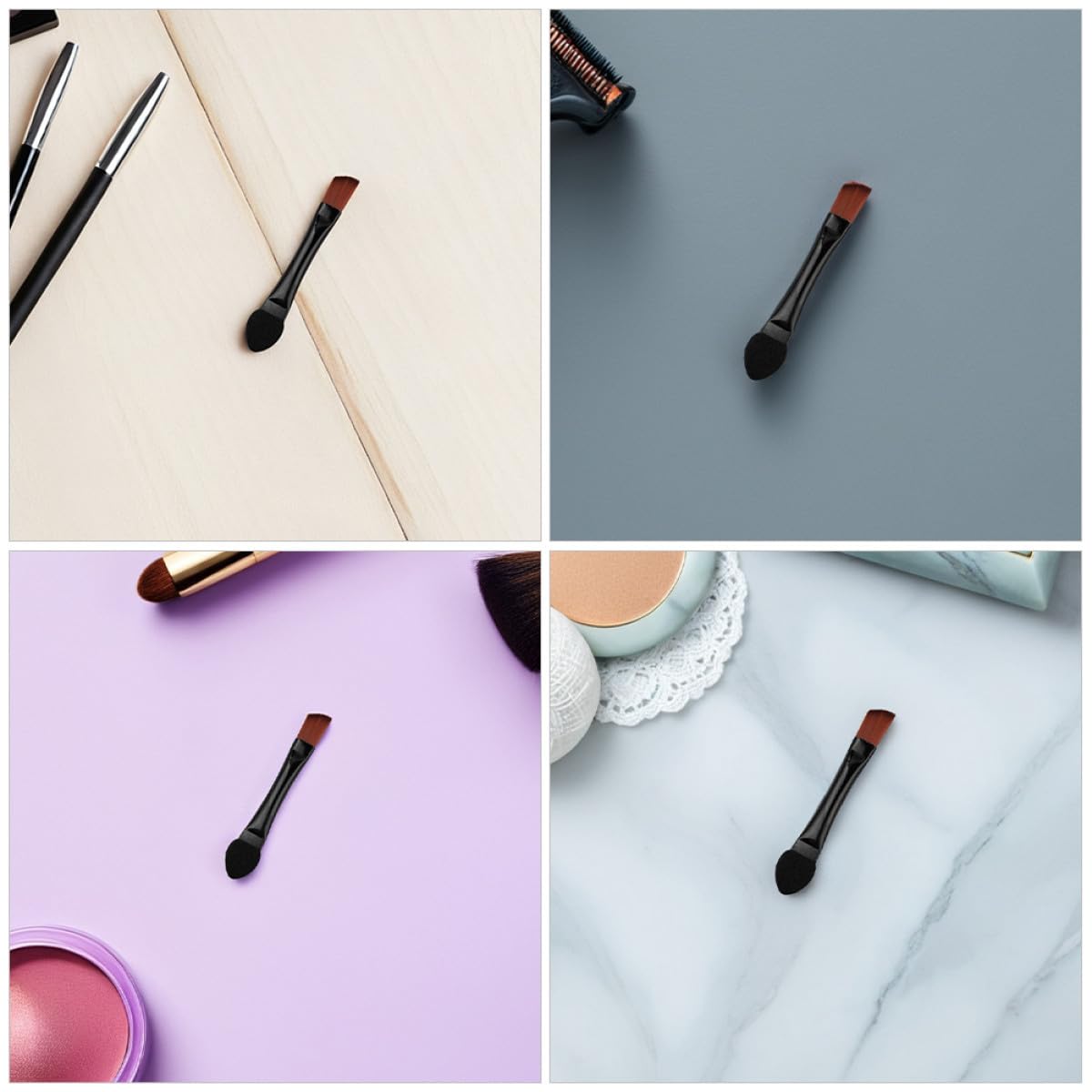 FUOYLOO 50pcs Dual-ended Angled Eyeshadow Brush and Eyebrow Shaping Tool Portable Makeup Brush for Precise Brow Definition and Eye Shadow Application