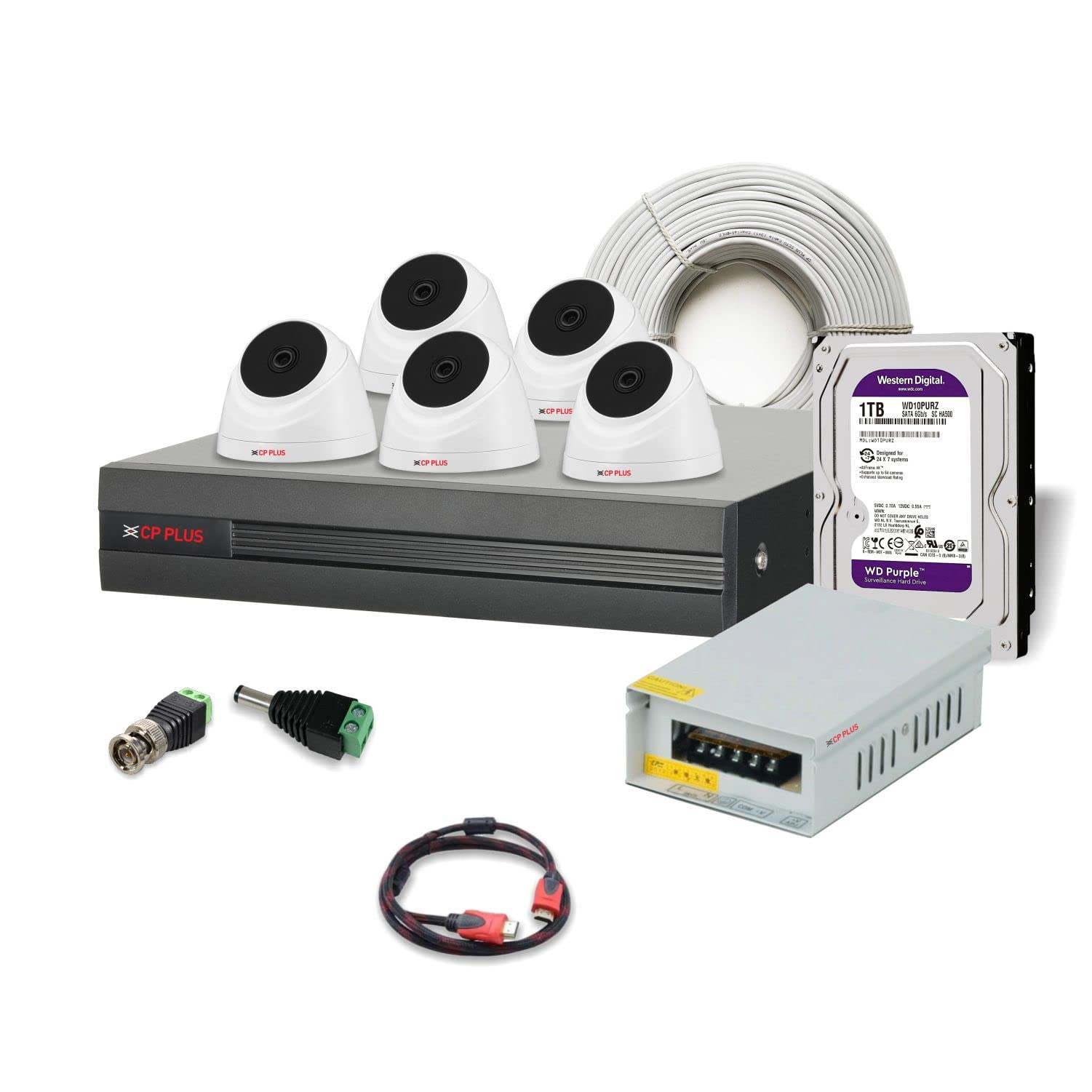 CP PLUS Wired 8 Channel HD DVR, with 2.4MP Outdoor Bullet Camera (5 nos) |1TD HDD 0MT Co-Axail | HDMI, BNC and DC connectors - CP-UCK-T5-B1-picture-30