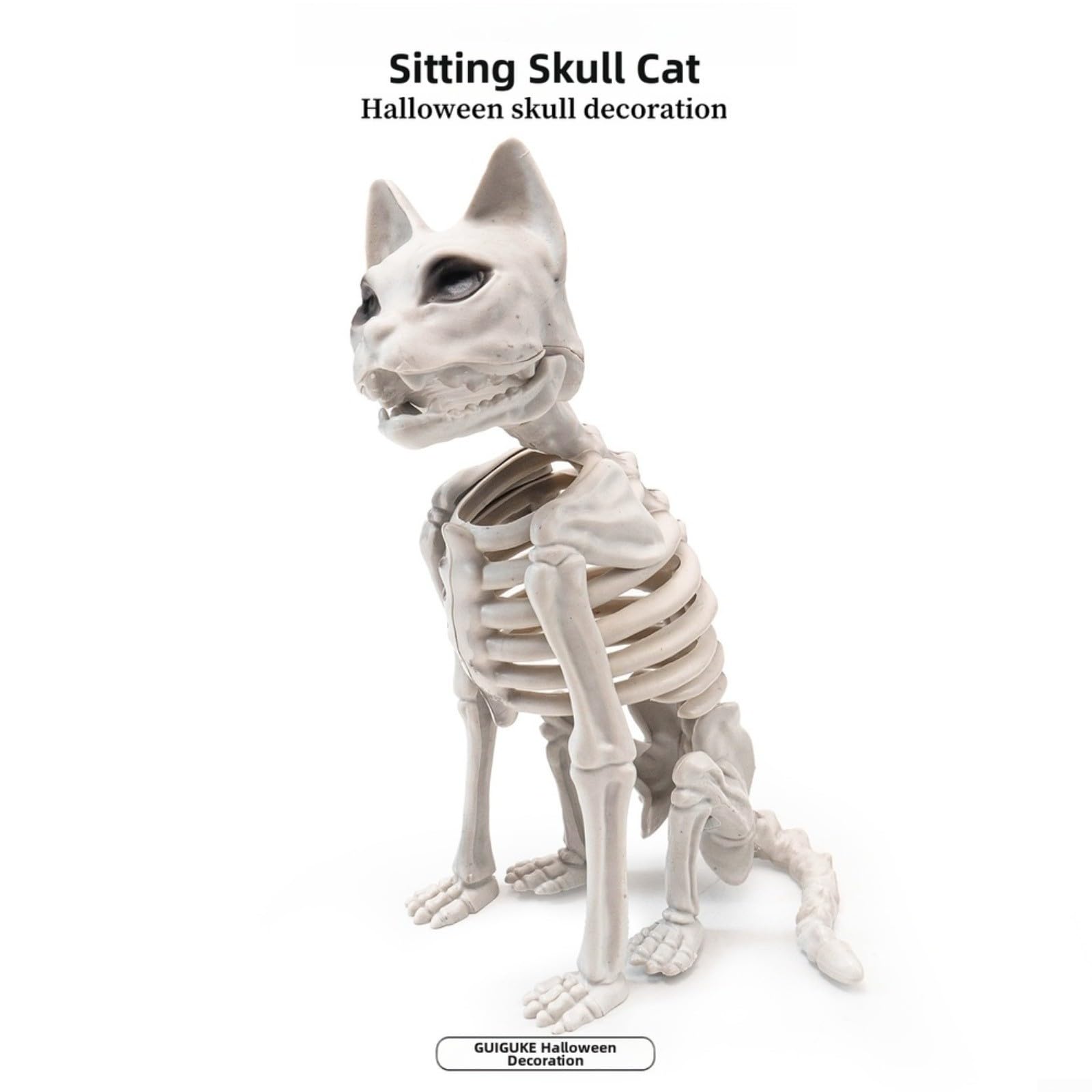 Decoración de gato esqueleto de Halloween de plástico