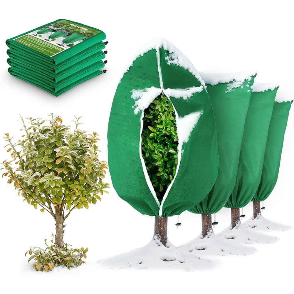 Ehwisbe 6-Pack Plant Freeze Blanket Covers With Drawstring, For Winter Protection For Plants, Trees, Shrubs, And Gardens Frost