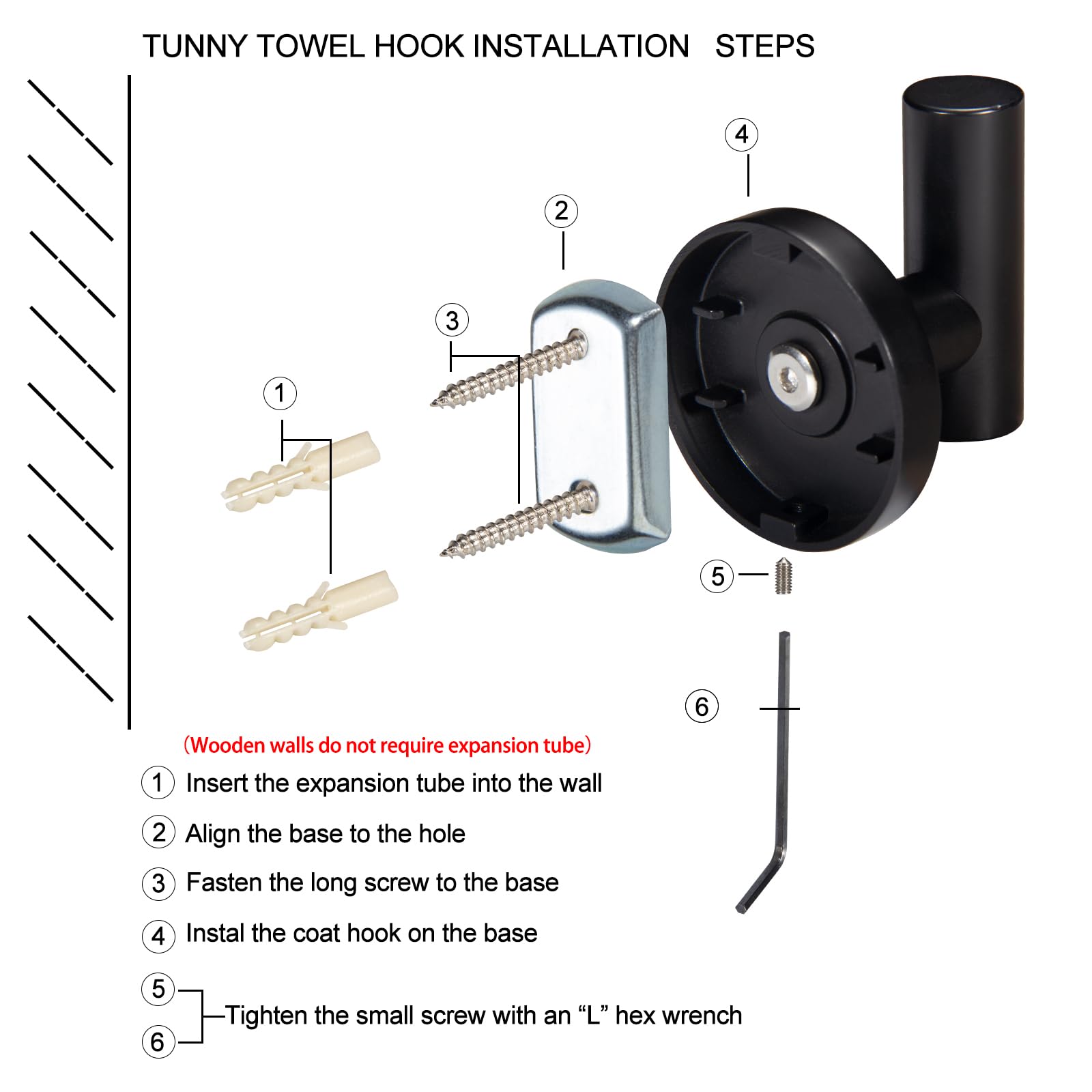 TUNNY Paquete de 3 Ganchos Redondos para Colgar, Abrigos de Baño, Negro Mate, Gancho Resistente para Puerta, Toalla, Ropa, Armario, Esponjas, Gancho de Pared para Baño, Dormitorio, Cocina
