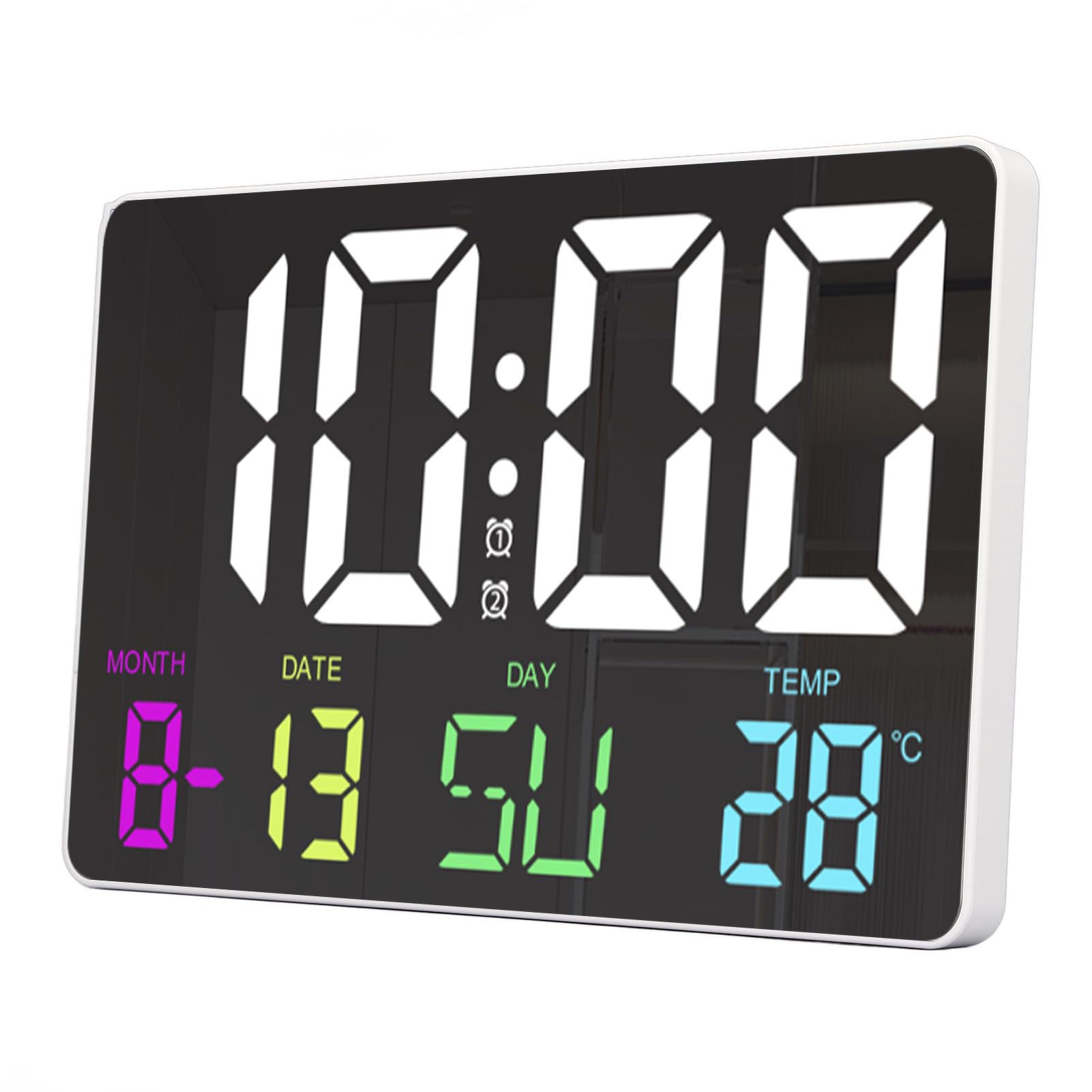 Headerbs Digitale Wanduhr, LED Große Wanduhr mit Fernbedienung, ABS, für