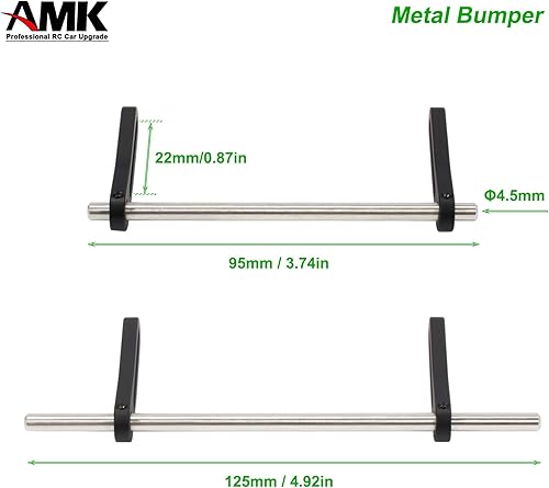 Miniatura 3 de AMK Ajustable Escala 110 Montaje de parachoques delantero trasero, juego de parachoques de metal completo para RC Crawler Body LCG Chassis Axial