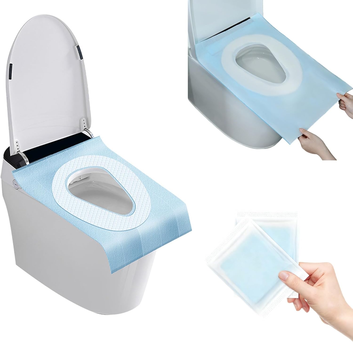 25 Pcs Disposable Toilet Seat Covers, Individually Wrapped, Large Waterproof Portable for Travel, Public Restroom, Hotel, Airplane,150pcs