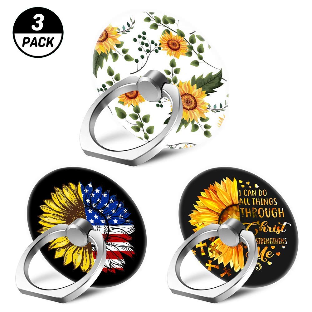 Cell Phone Ring Holder Stand Finger Grip Loop 360 Degree Rotation Phones Holder (3 Pack) for iPhone 12 11 Pro XS Max XR X 8 6S Plus Samsung Galaxy S10 S20 Smartphones and Tablets (Round)