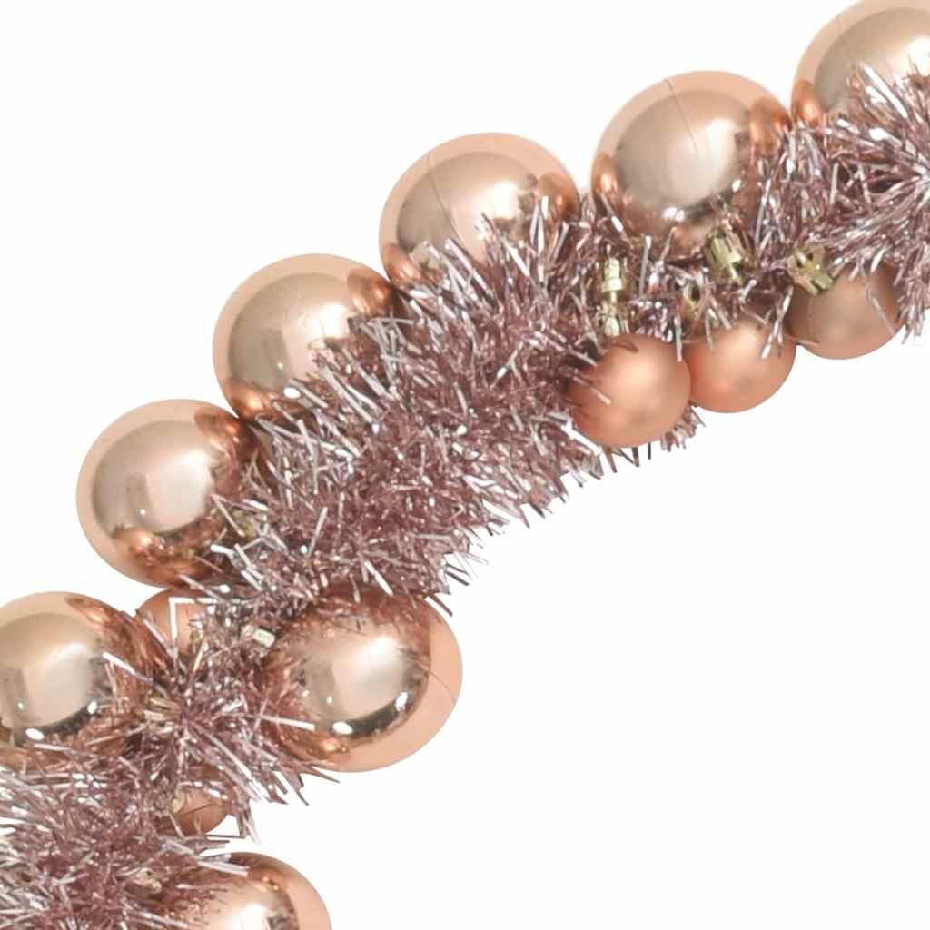 vidaXL Guirnalda de Bolas de Navidad Rosa Dorado 186 cm Poliestireno