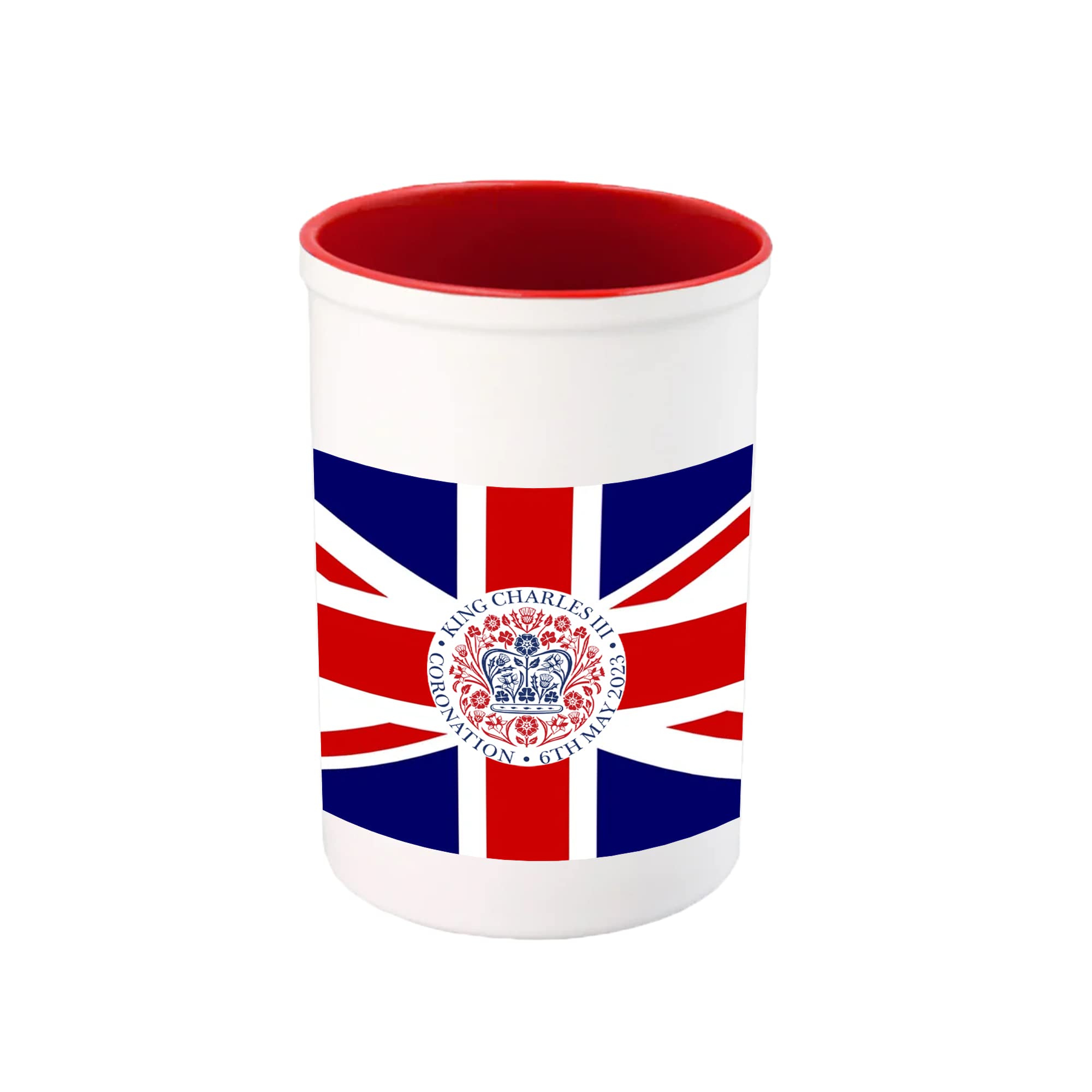 Print Maniacs Kings Coronation Pen Pot 2023 Official Union Jack Emblem Desk Tidy King Charles III Commemorative Souvenir Gift His Majesty The King Royal Memorabilia Gifts Coronation Memorabilia