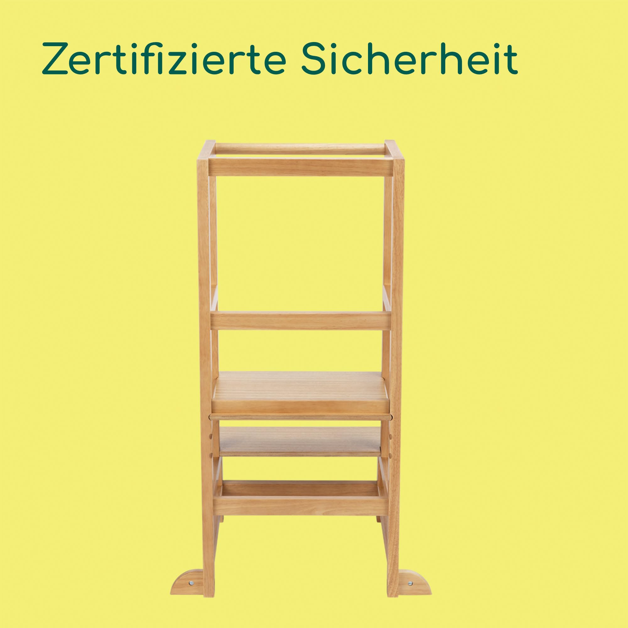 Bebeconfort Nola, Montessori Lernturm Kinder, 1,5–6 Jahre (bis zu 30 kg), 3 Höhenstufen, geprüfte Sicherheit, 6,4 kg leichter Turm für Kleinkinder, langlebiges Design, einfache Montage, Natural Wood