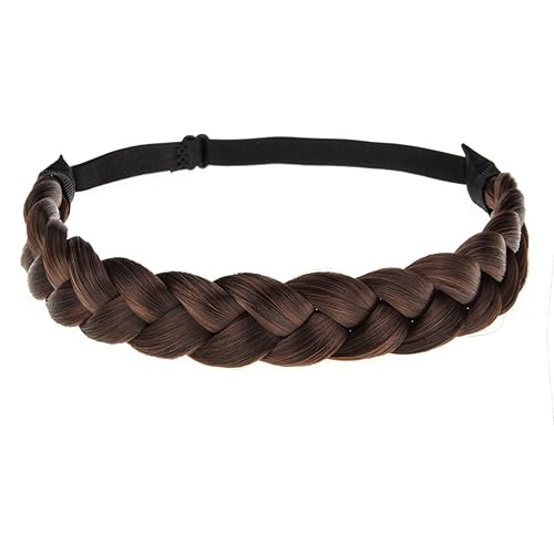 Miniatura 8 de TOECWEGR Diadema trenzada de 3 hebras sintéticas trenzadas para el cabello, diademas elásticas para el cabello trenzado, pieza para el cabello,