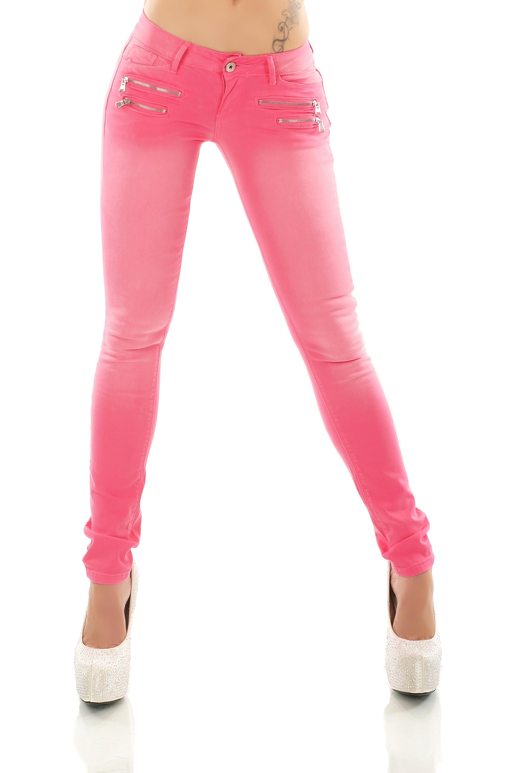 Jean slim stretch pour femme, taille basse, coupe ajustée, en denim