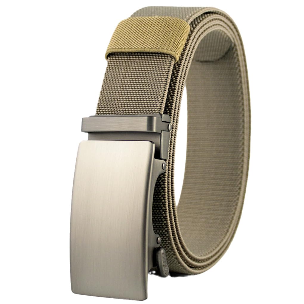 Dninmim Herren Militärgürtel Golf Sport Elastischer Gürtel Automatische Schnalle Elastisch Nylon Großer Gürtel
