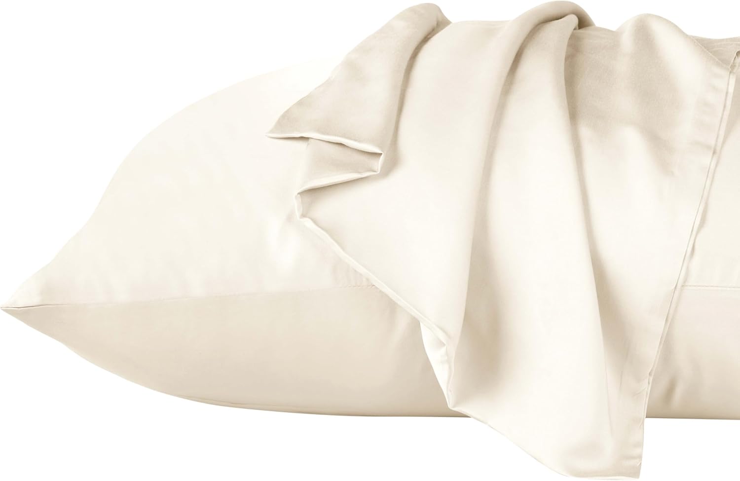 Superior Modal from Beechwood 400 Thread Pillowcase Set, Silky Soft Cool Bedding Essentials, Sateen Weave, Pillow Covers, Home, Hotel, Spa, Solid Modern Bedroom Pillowcases, Set of 2, King, Ivory