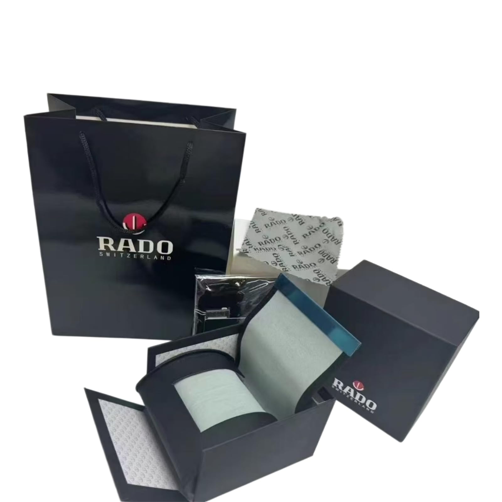 Set Scatola Conservazione Orologio Singolo Esterno Nero Opaco Fodera Morbida Custodia Viaggio Set per RADO Centrix