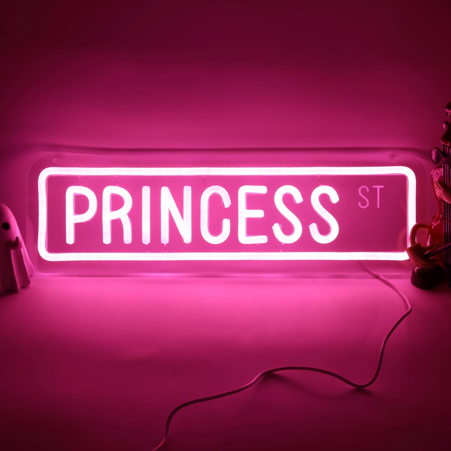 Pink Princess Street Neon Sign for Wall Decor,Princess St Tin Neon Led Sign for Y2k Wall Decor,Girl Bedroom,Girls Cave