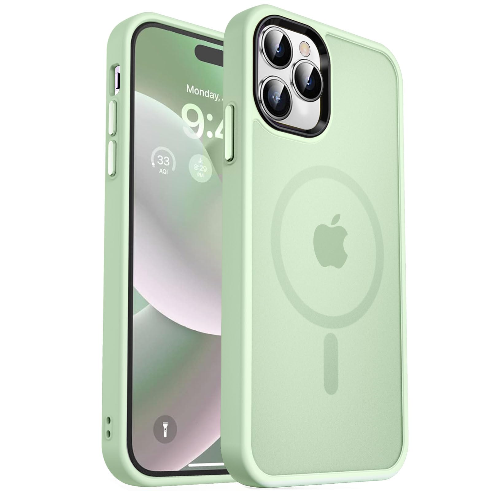 MOCCA Magnetic Shockproof for iPhone 14 Pro Max Case,Light Green