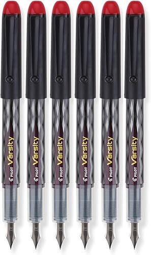 Pilot Varsity - Bolígrafos estilográficos desechables, tinta roja, paquete de 6 (90065)